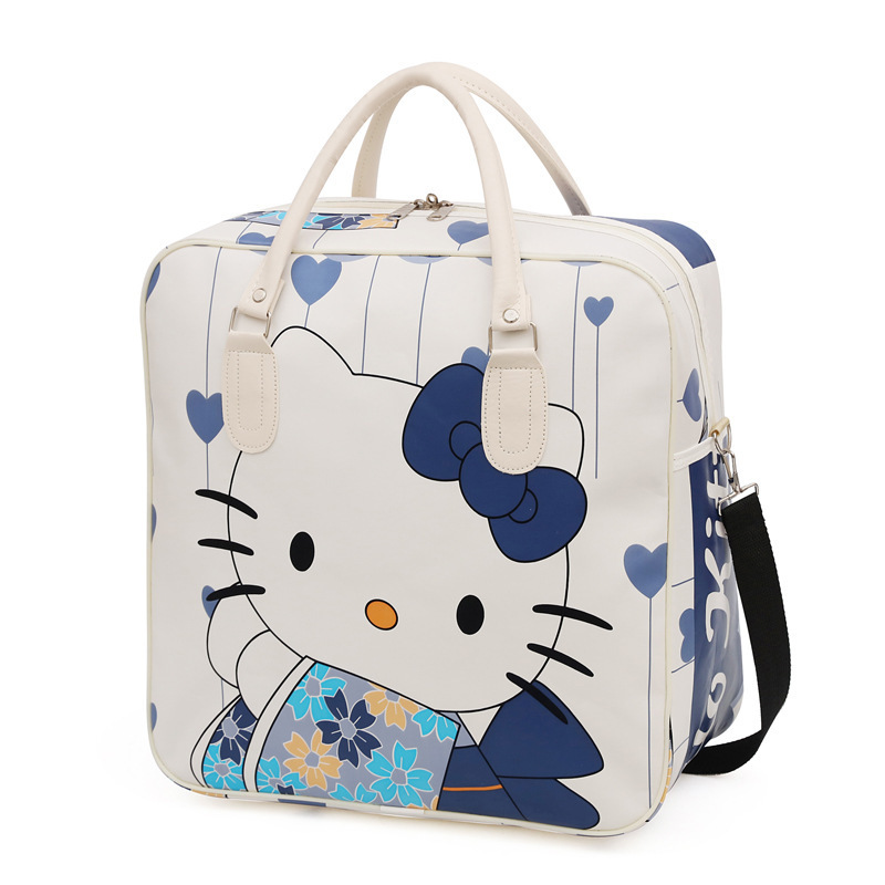 New sanrioed bag Kitty Cartoon travel bag Women's handbag Waterproof PU duffel Travel bag Student large capacity kt cat suitcase