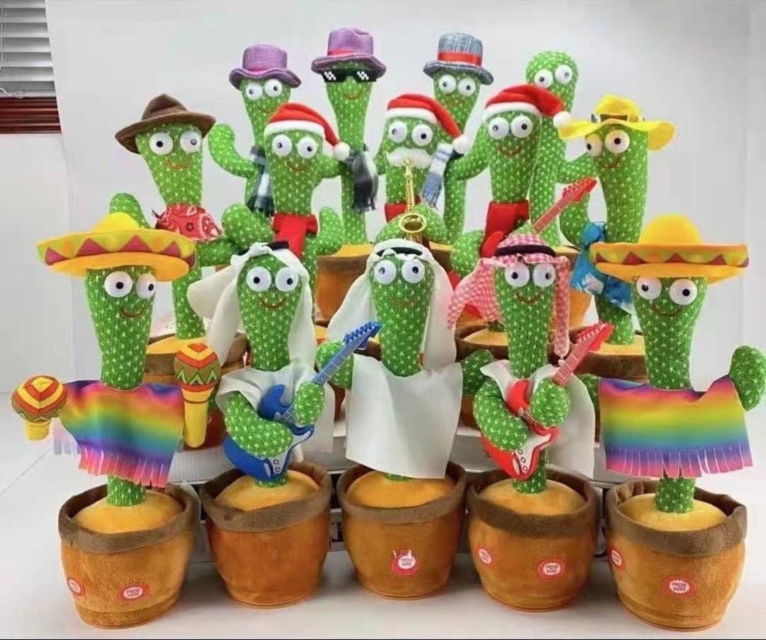 Dancing Cactus Talking cactus Toy Wriggle Singing shaking Cactus yellow duck anime  plush toys Singen Schutteln