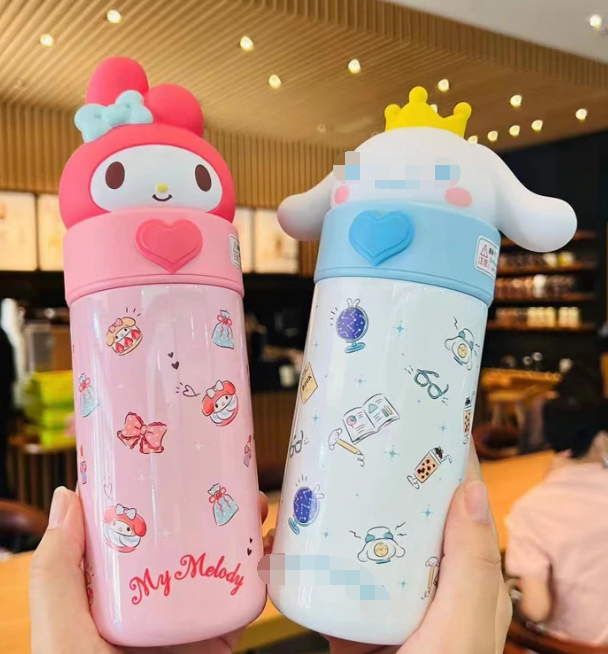 Ruunjoy 350Ml Sanrioed Anime Kuromi Melody  Thermos Mug Cartoon Kawaii Sports Water Bottle Coffee Cup Kids Water