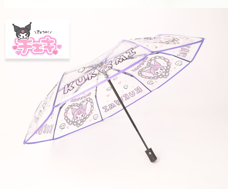 Ruunjoy Sanrioed Umbrella Kawaii Hello Kt Kuromi Cartoon Automatic Sunshade transparent Umbrella Cute Travel Folding Umbrella