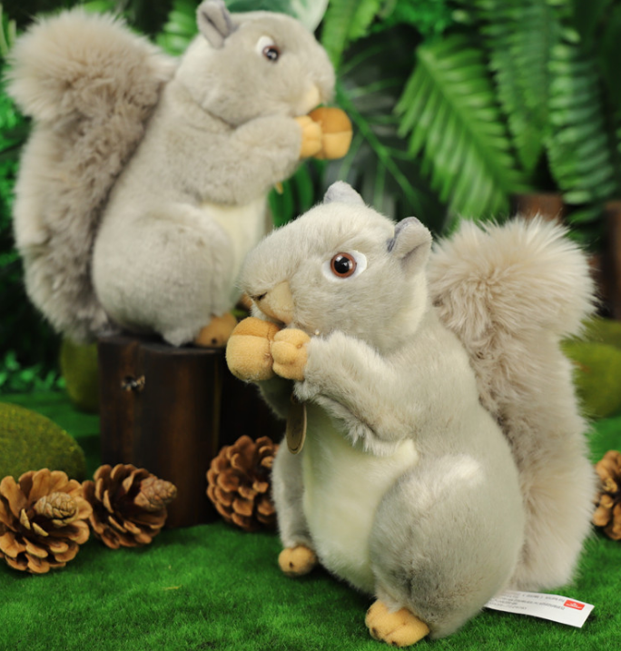 Ruunjoy 20cm Lovely Simulation Squirrel Peluche Toys Kawaii Sitting Squirrel Plush Doll Kawaii Gift for Children Kids Doll