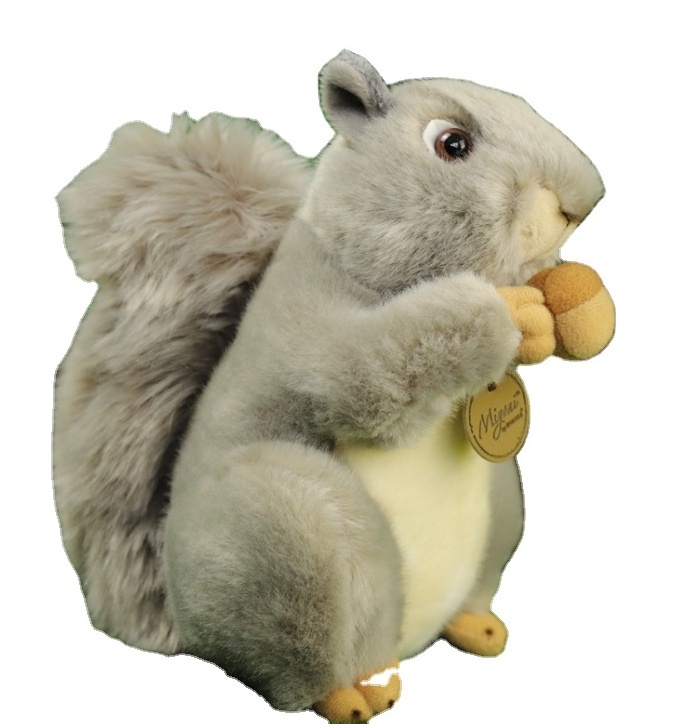 Ruunjoy 20cm Lovely Simulation Squirrel Peluche Toys Kawaii Sitting Squirrel Plush Doll Kawaii Gift for Children Kids Doll