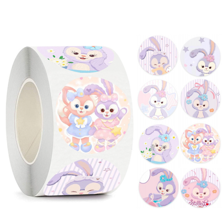 Ruunjoy Kawaii Sanrio Thank You Stickers Roll Hello Kitty Kuromi Cartoon Sealing Labels Decals Cute Kids Reward Sticker