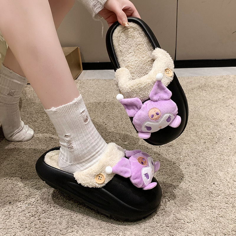 BoTu Slipper for Women Girls Cute Melody Winter Warm Slipper Winter Platform Anti-slip House Slipper Cartoon Anime Shoes gifts