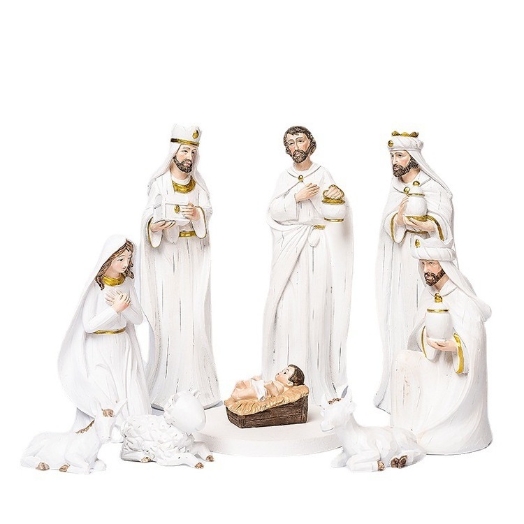 Ruunjoy Hot Sales Home Decoration Resin Crafts Set Virgin Mary Statues Religious Statue Jesus Statue Christmas Decor