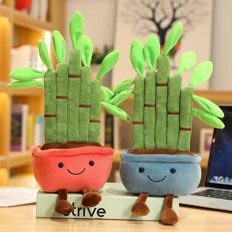 Ruunjoy 32/41cm Kawaii Pine Bamboo Plush Toys Lovely Potted Plant Plush Dolls Stuffed Soft Toy Creative Home Car Decor Present