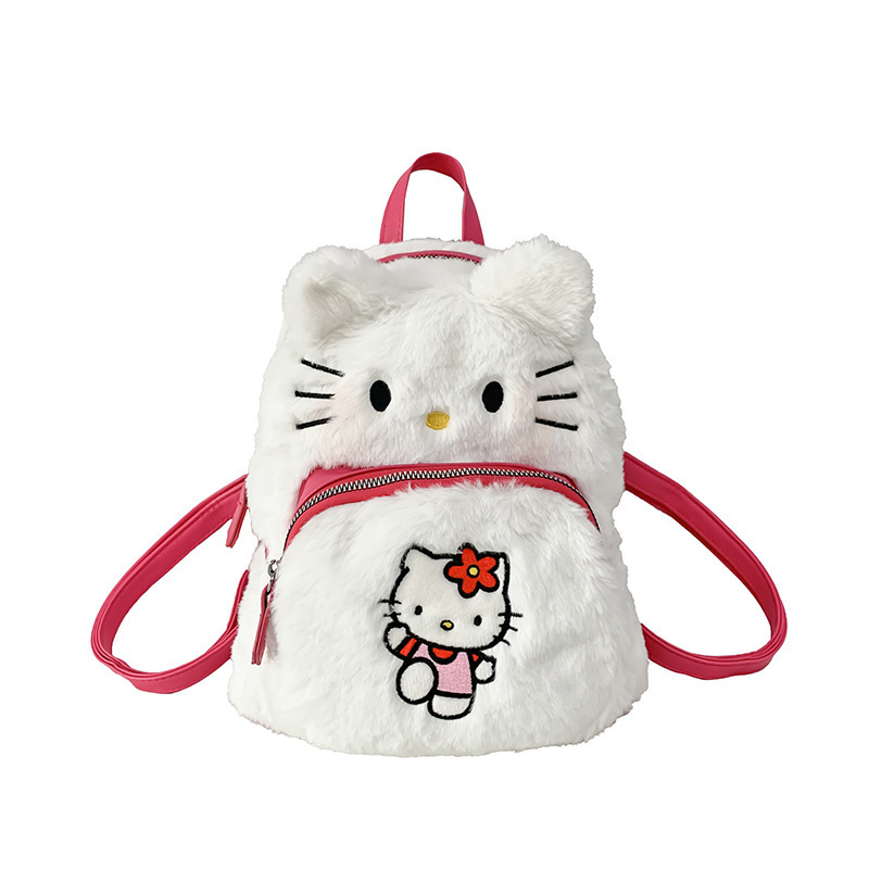 Ruunjoy hot anime kuromi melody kt plush backpack cute student bag kawaii Large Capacity Y2k Birthday Gifts toy plush school bag