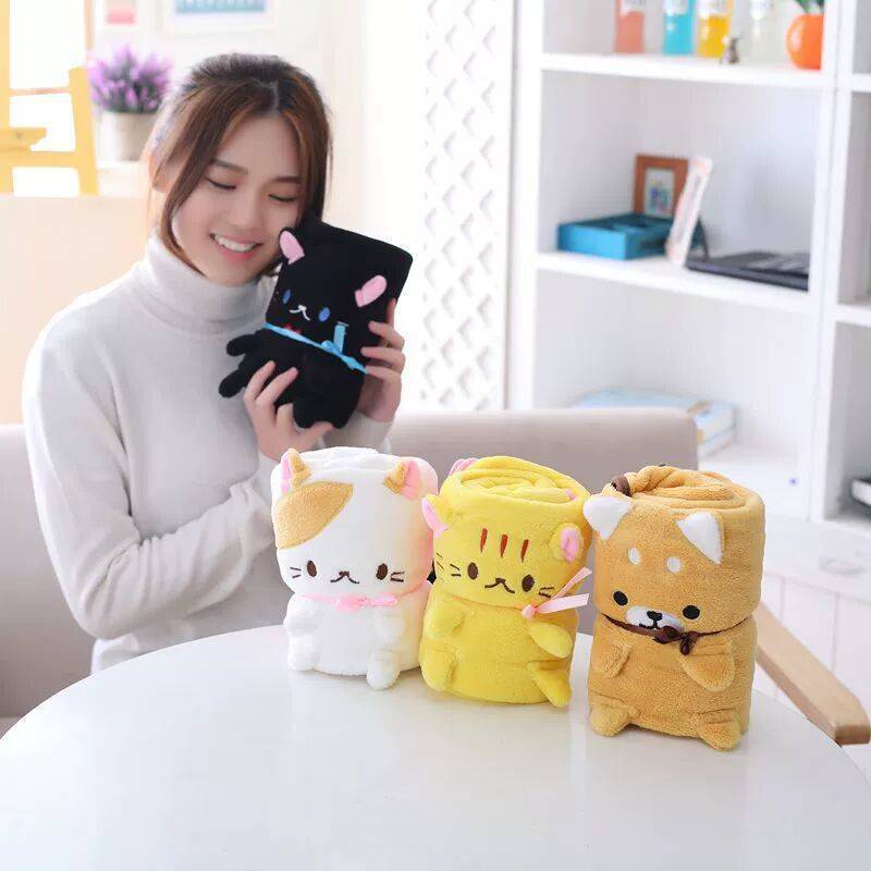 Ruunjoy Cartoon Animal Plush Creative Portable Soft Stuffed Plush Pillow Air Conditioning Blanket Inside Sofa Back