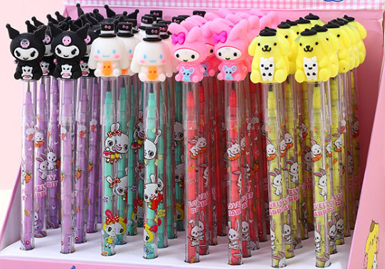 Ruunjoy Sanrio Cartoon Pencil Silicone Bullets 48 Pcs A Box Of Non-Cutting Drawing Pencils Students Writing Gifts Stationery