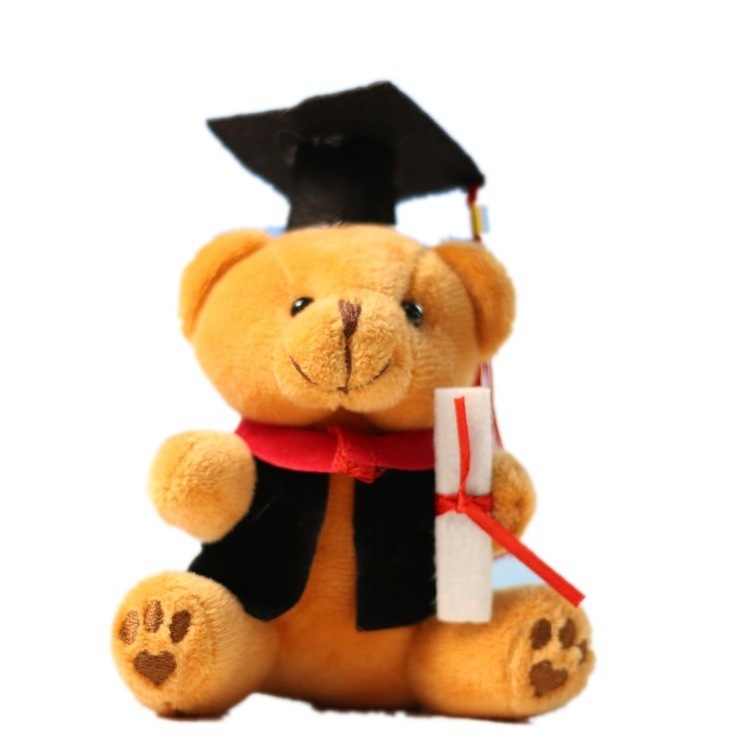 Ruunjoy 12cm Kawaii Teddy Bear Doll Girl Dr. Bear Plush Toys Cute Cartoon Stuffed Doll Pendant Keychain Student Graduation Gift