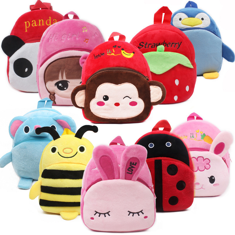 New school bag plush kids plush animal backpack custom mini plush bunny bee turtle toddler advertising storage backpack plushies