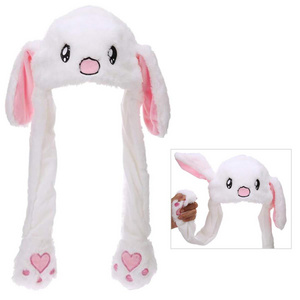 Tiktok cute animal bunny unicorn Hat Ear plush Moving Jumping  light luminous led Earflaps Cosplay Costume Hats Squeeze Fidget