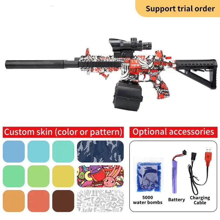 2023 Ruunjoy gel blaster gun 3303D M4a1 M416  gel ball blaster gun ak47 vector hk416 automatic ABS blaster double drum Barrel