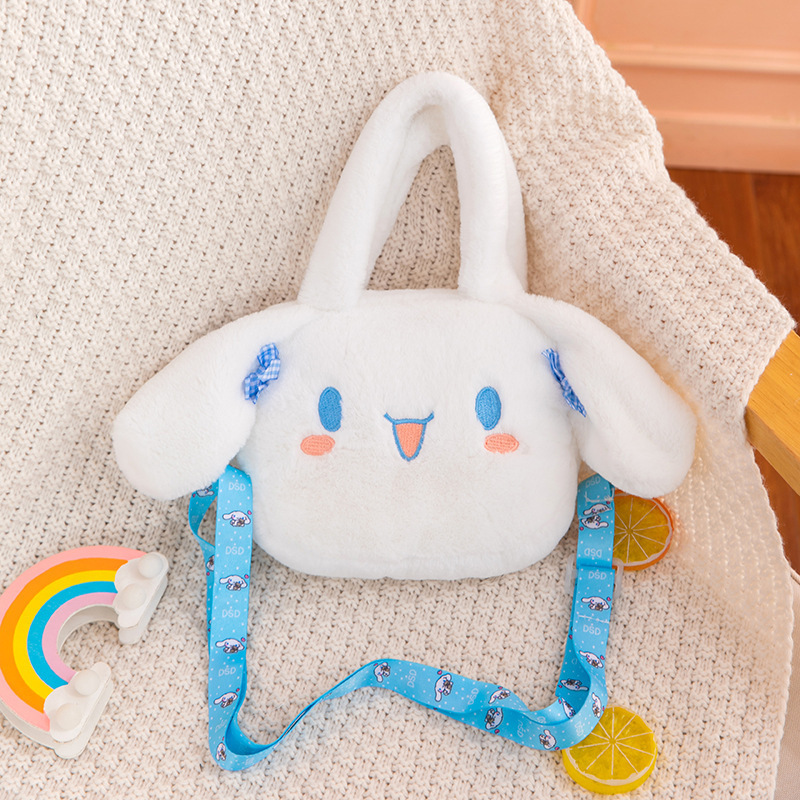 Ruunjoy pink stitch plush Bag My Kuromi Melody Cinnamoroll Plush Cartoon Backpack Handbag Plush Toy bag kawaii blue stitch bags