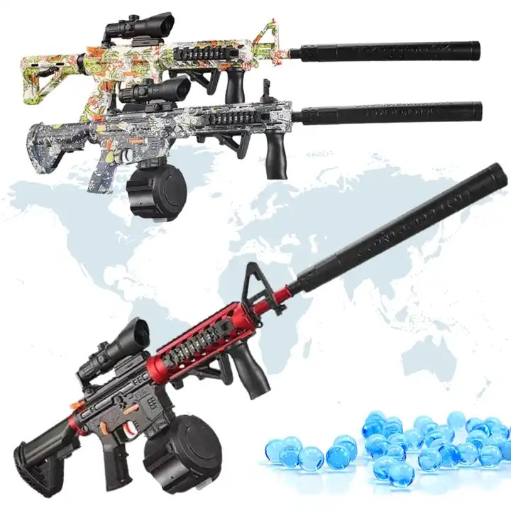 Ruunjoy Fully Automatic Gel Water Gun Pistol AK47 Uzi M416 M4A1 Ammo Orbie Electric Splatter Ball Gun Blaster summer toy gun