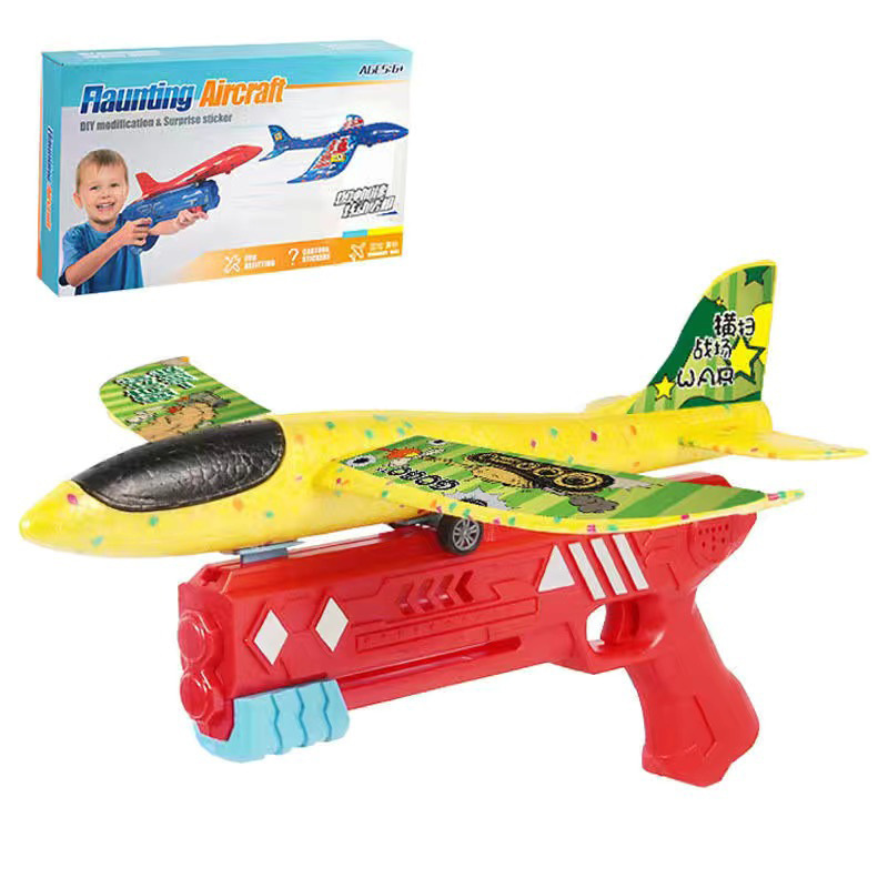 Luminous LED aircraft airplane aeroplane jet launcher toy flying LED glitter glow flying hand throw Catapult Foam Aircraft gun