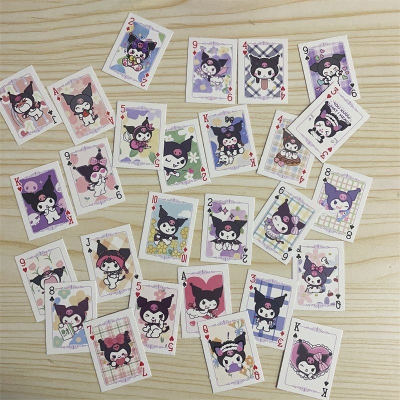 Kawaii Sanrios Playing Card Cute Kuromi Cartoon Anime Cartoon Print Playing Card Plush Toys for Girls Gifts custom playing card