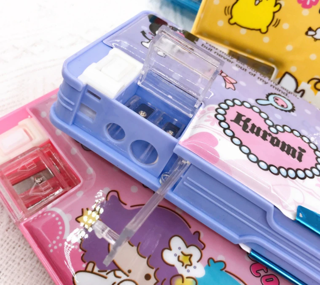 Ruunjoy Sanrioed Double-sided Pencil Case Stationery Box Children's Multifunctional Pencil Case with Pencil Sharpener Student