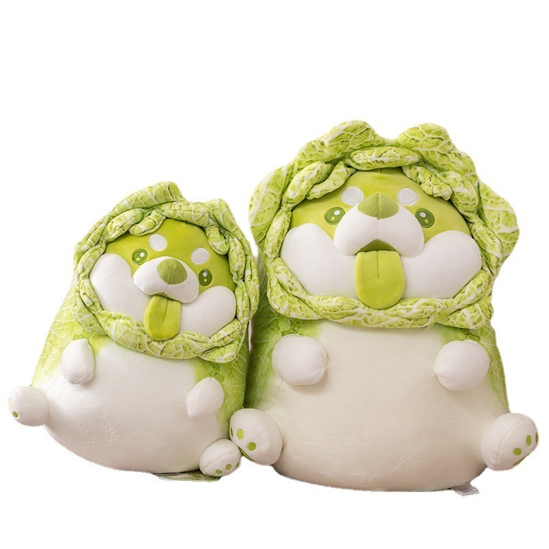 Ruunjoy cabbage dog plush toy cute puppy plush doll puppy plush toy food stuffed animal plush soft toy pillow for baby kids