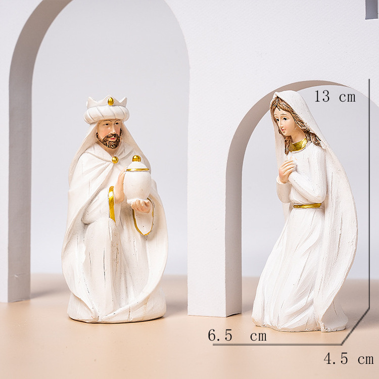 Ruunjoy Hot Sales Home Decoration Resin Crafts Set Virgin Mary Statues Religious Statue Jesus Statue Christmas Decor