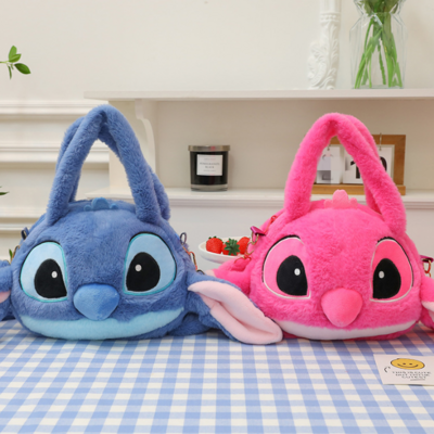 Ruunjoy pink stitch plush Bag My Kuromi Melody Cinnamoroll Plush Cartoon Backpack Handbag Plush Toy bag kawaii blue stitch bags