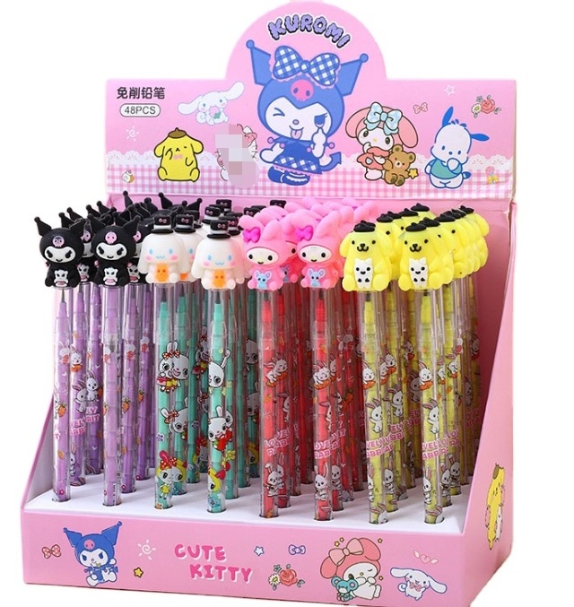 Ruunjoy Sanrio Cartoon Pencil Silicone Bullets 48 Pcs A Box Of Non-Cutting Drawing Pencils Students Writing Gifts Stationery