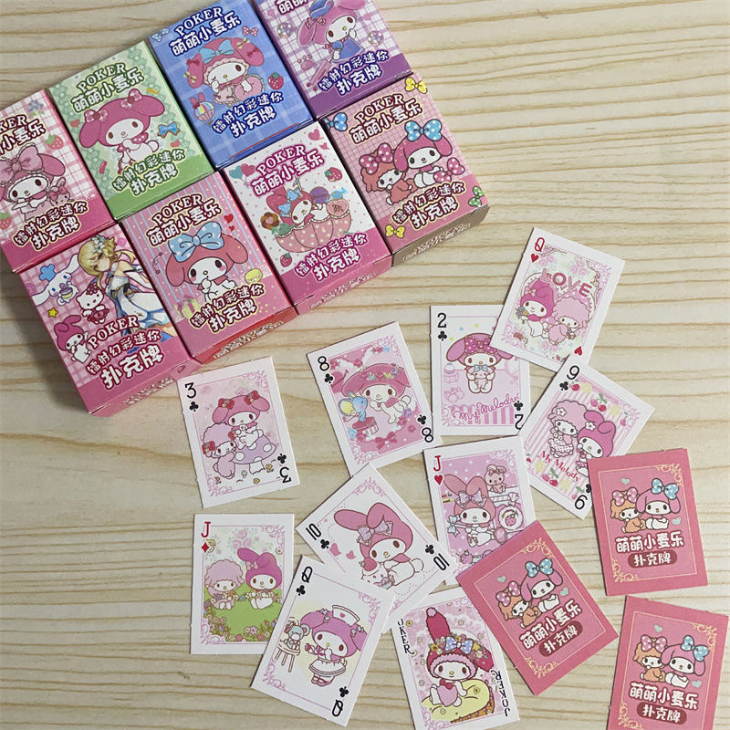 Kawaii Sanrios Playing Card Cute Kuromi Cartoon Anime Cartoon Print Playing Card Plush Toys for Girls Gifts custom playing card