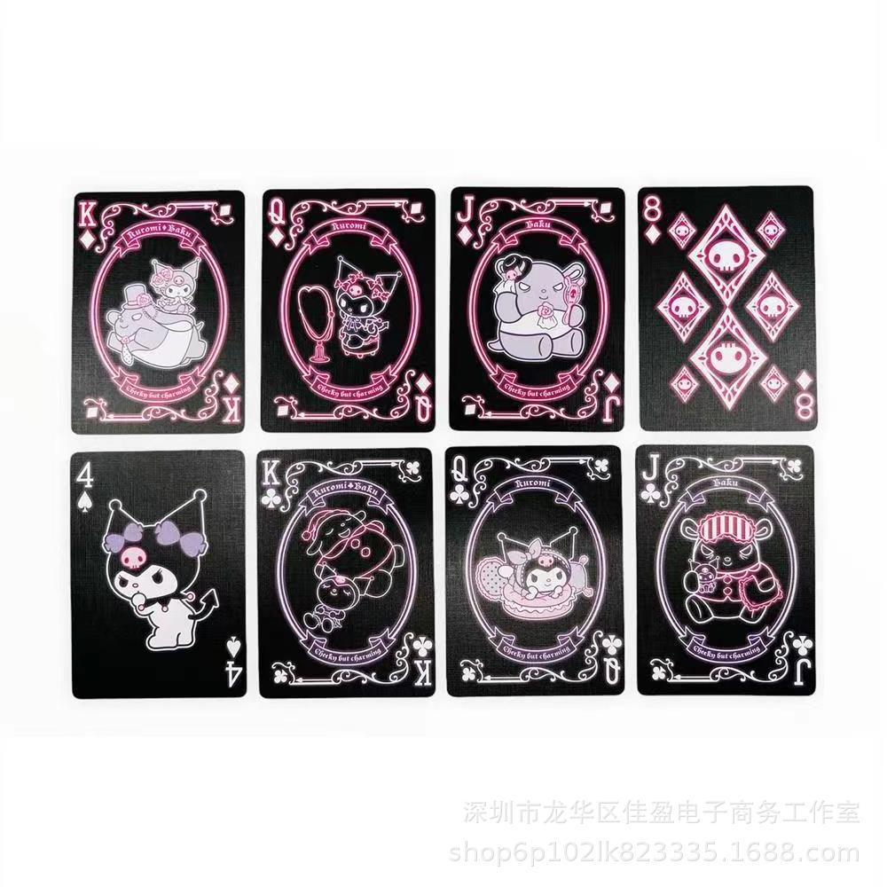 Kawaii Sanrios Playing Card Cute Kuromi Cartoon Anime Cartoon Print Playing Card Plush Toys for Girls Gifts custom playing card