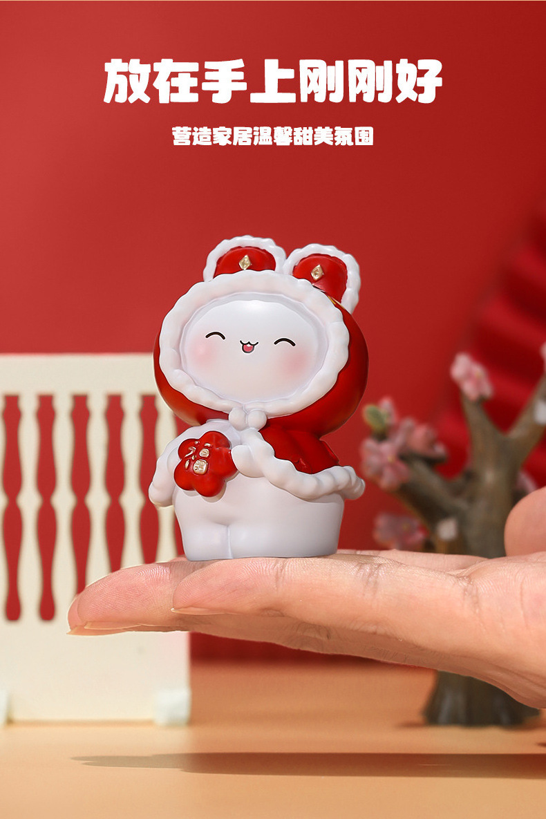 Ruunjoy Chinese new year gifts 2023 the year of rabbit carfts desk decoration resin cute zodiac figure resin crafts office gifts