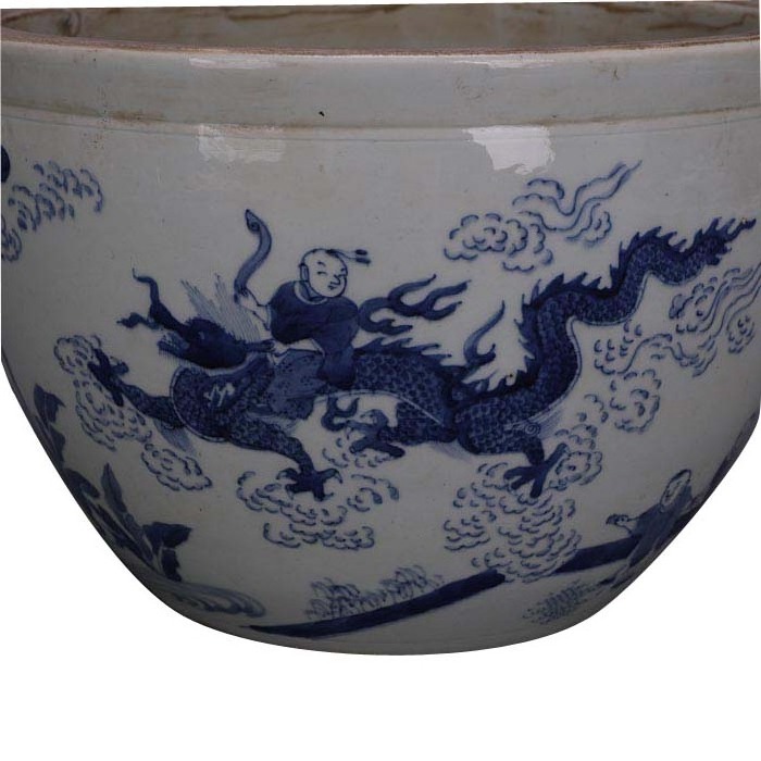 jingdezhen Antique Hand Painted Chinese Ceramic Blue and White Dragon Pot Indoor Decorative Ceramic Crafts