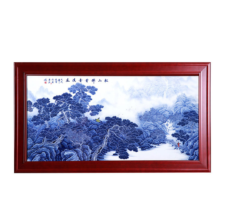 Decoration Blue and White Porcelain Abstract Painting Framed Wall Art Painting jingdezhen home decors ceramics Customized