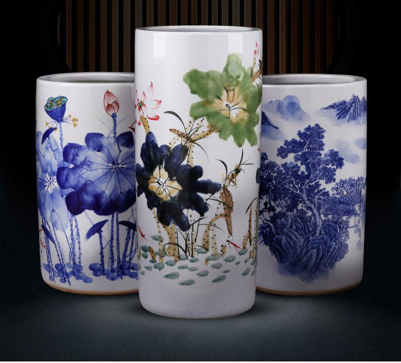 Jingdezhen Antique Porcelain Vase Hot Selling Home Entryway Hand Painted Ceramic Umbrella Holder