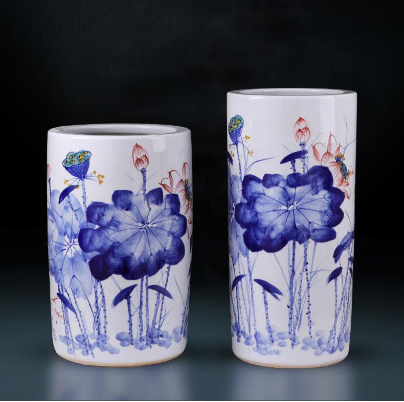 Jingdezhen Antique Porcelain Vase Hot Selling Home Entryway Hand Painted Ceramic Umbrella Holder