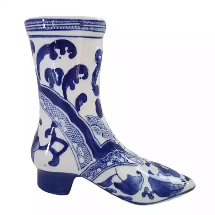 Jingdezhen Ceramic Hand-painted Vases Creative Boot Shaped Flower Vase for Home Decor