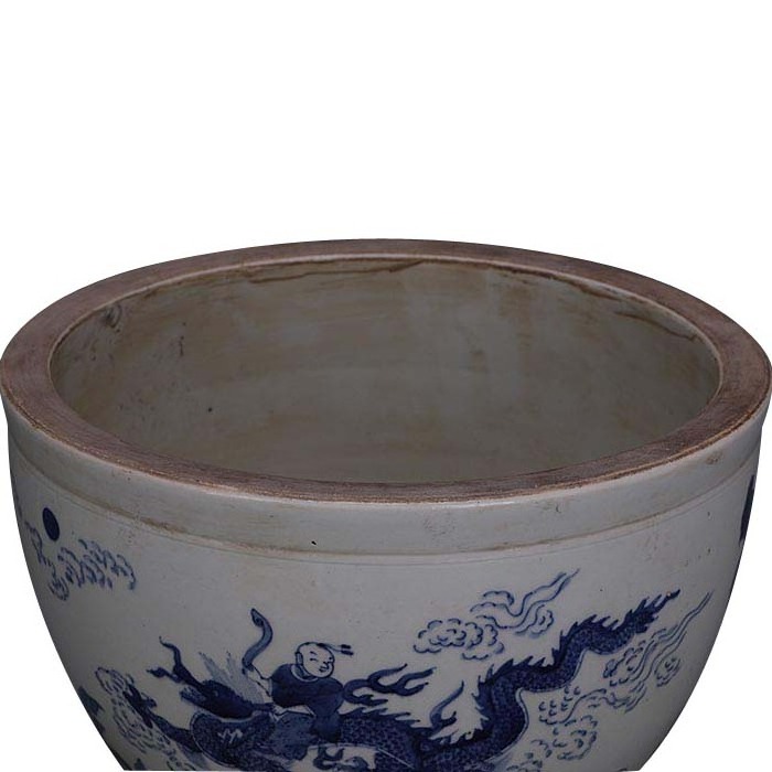 jingdezhen Antique Hand Painted Chinese Ceramic Blue and White Dragon Pot Indoor Decorative Ceramic Crafts