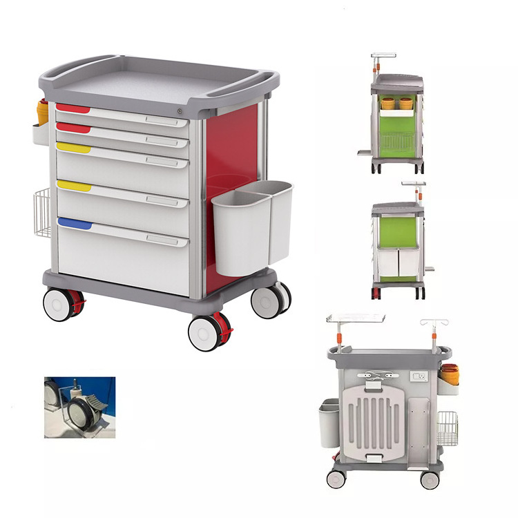 material drug cart / used in modern hospital drawer medicine trolley / Hospital trolley cart