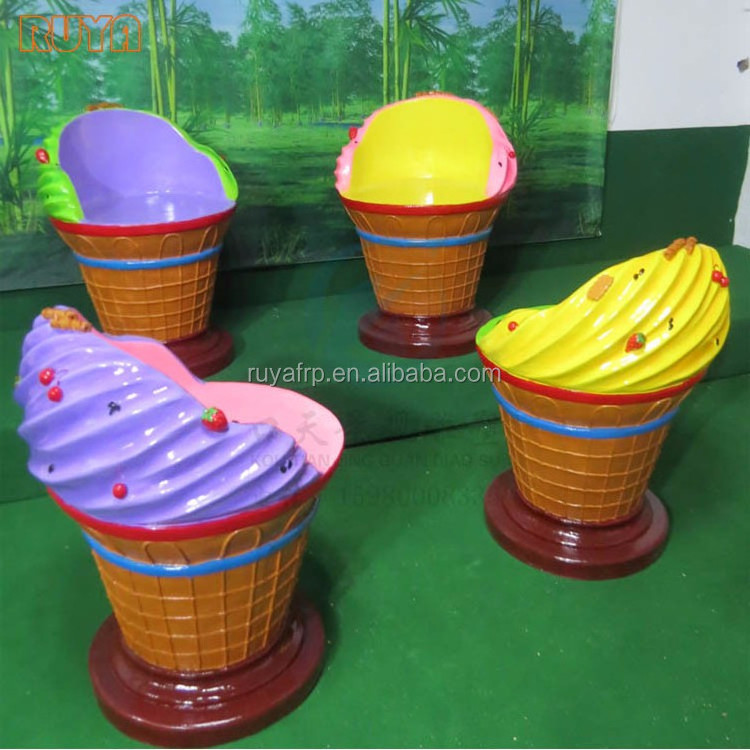 Fiberglass ice cream armchair and table children's amusement park or ccold drink shop furniture