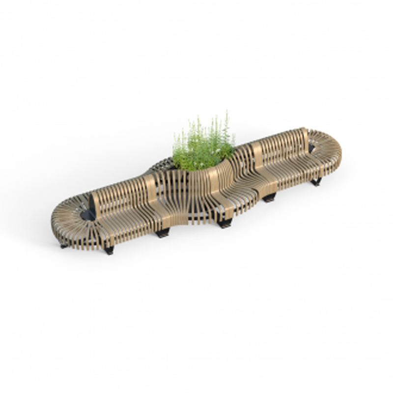 Urban Architecture Developer Project Seating Wooden Metal Outdoor Long Park Bench