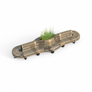 Urban Architecture Developer Project Seating Wooden Metal Outdoor Long Park Bench