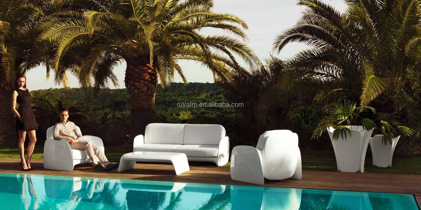 Fiberglass garden luxury furniture  sofa lounger chairs coffee table modern design patio home hotel FRP outdoor furniture set