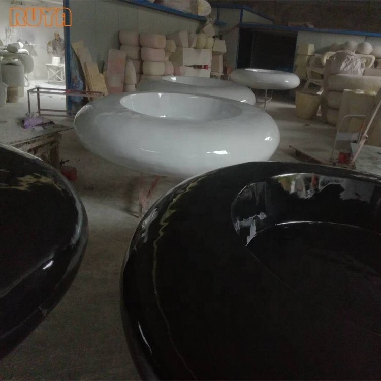 RUYA customized fiberglass pots for planting trees outdoor public area decoration planters with seat 2.5M diameter