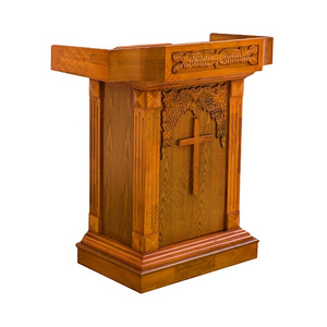 Solid wood furniture wooden church podium for speech and lectern conference room rostrum podium stand