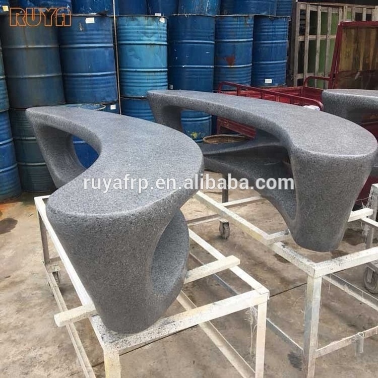 RUYA Marble paint drift benches in fiberglass material for garden patio outdoor