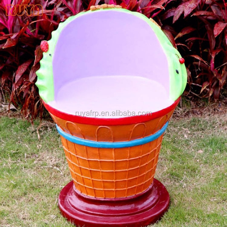 Fiberglass ice cream armchair and table children's amusement park or ccold drink shop furniture