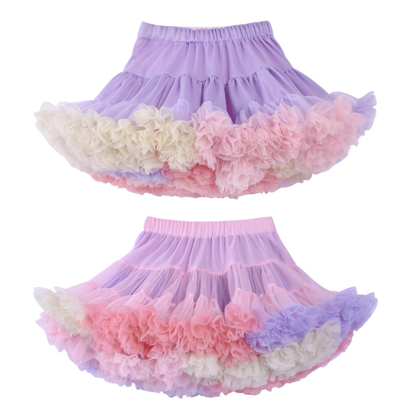 Fashion Cute Multicolor Net Yarn Design Kids Girls Princess Tutu Skirts