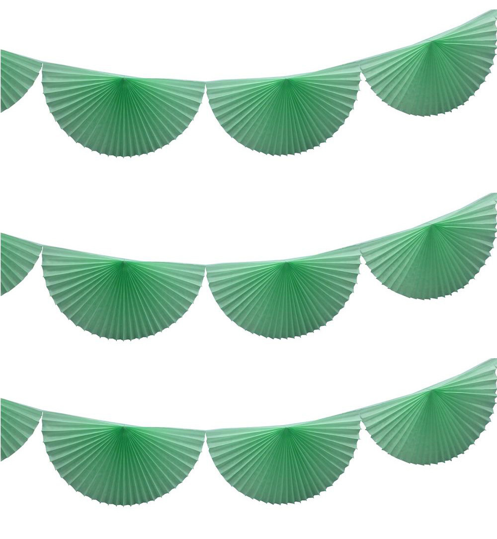 Green Tissue Paper Fan Bunting Garland for Wedding Party Decoration