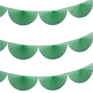 Green Tissue Paper Fan Bunting Garland for Wedding Party Decoration