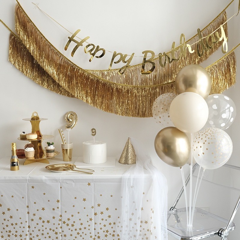 Wholesale 5FT Elegant Shiny Gold Tinsel Fringe Garland for Wedding Party Birthday Celebrations