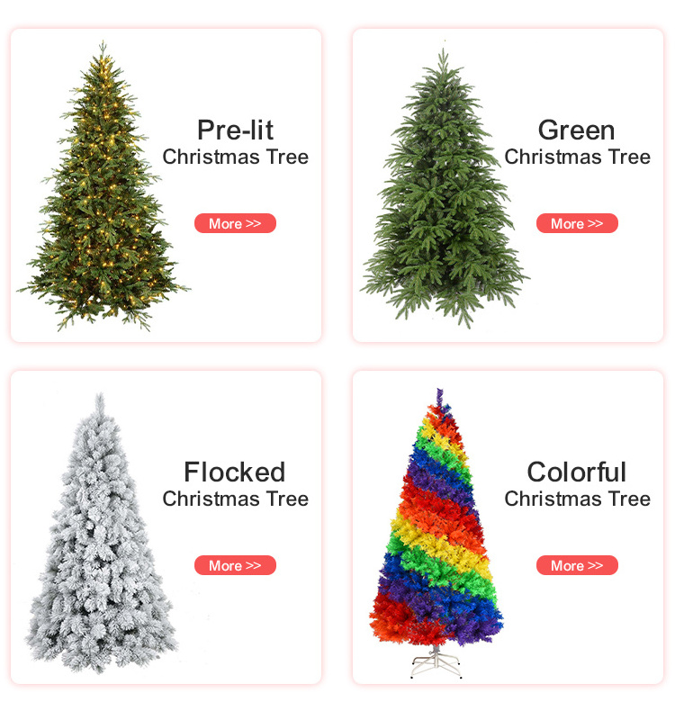 Christmas Ornaments Tree Outdoor Unique PE Mixed PVC White Flocked Snow Artificial Christmas Tree for Decoration