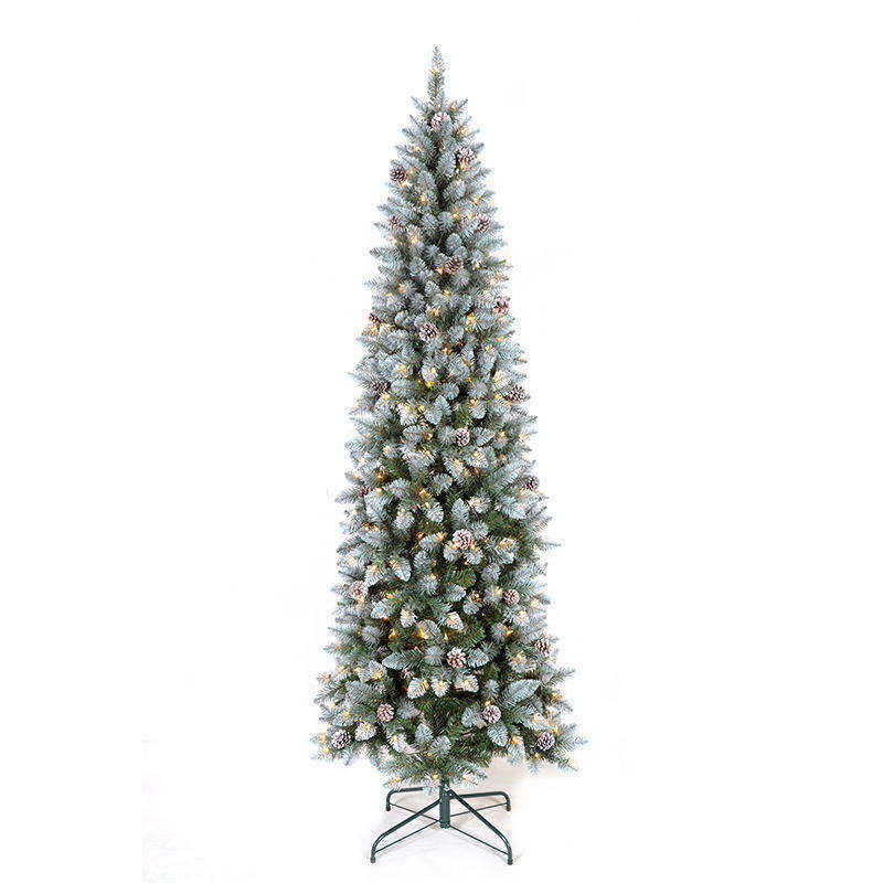 Christmas Ornaments Tree Outdoor Unique PE Mixed PVC White Flocked Snow Artificial Christmas Tree for Decoration